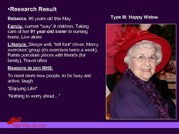  • Research Result Rebacca, 80 years old this May Family: current “busy”, 8