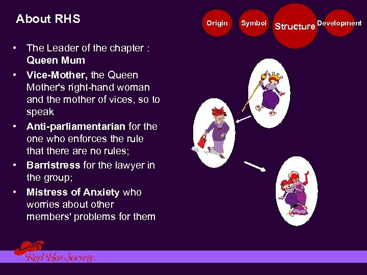 About RHS • The Leader of the chapter : Queen Mum • Vice-Mother, the