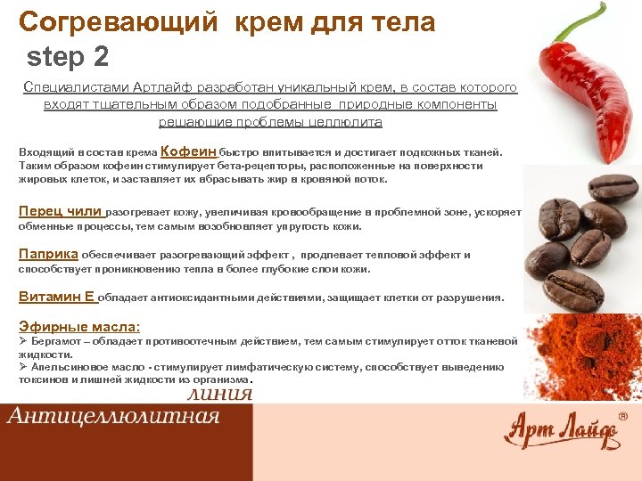 Согревающий крем для тела step 2 Специалистами Артлайф разработан уникальный крем, в состав которого