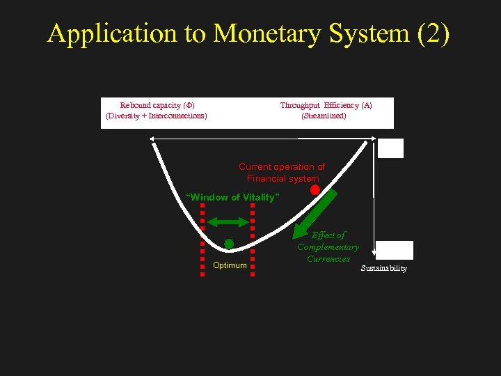 Application to Monetary System (2) Rebound capacity (F) (Diversity + Interconnections) Throughput Efficiency (A)