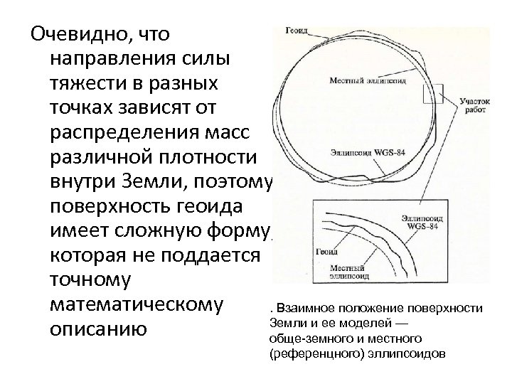 Очевидно, что направления силы тяжести в разных точках зависят от распределения масс различной плотности