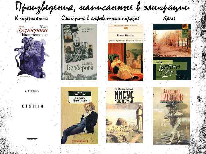 Произведения, написанные в эмиграции К содержанию Смотреть в алфавитном порядке Далее 