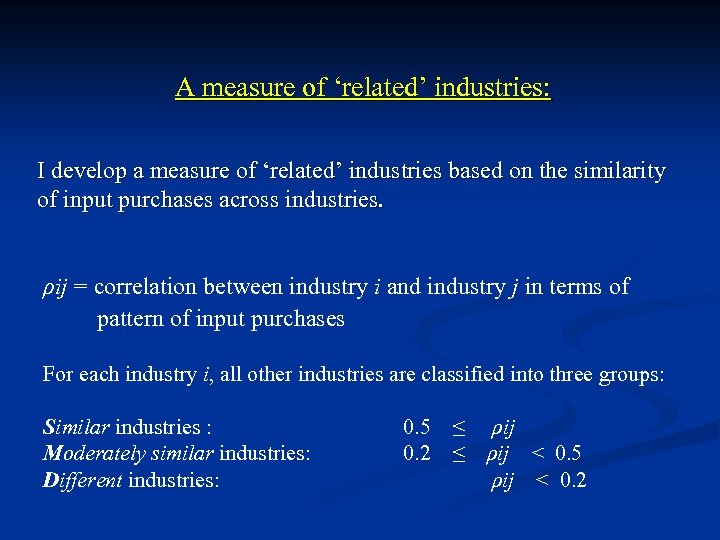 A measure of ‘related’ industries: I develop a measure of ‘related’ industries based on