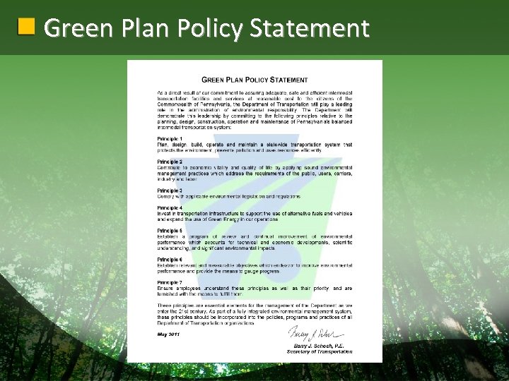 Green Plan Policy Statement 