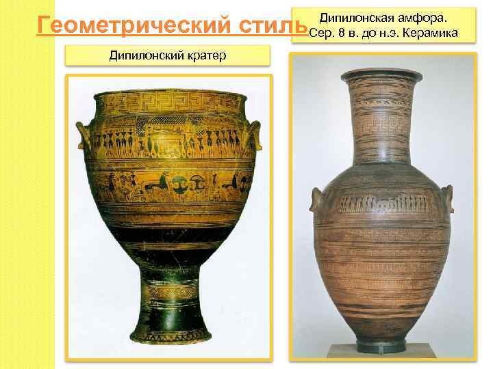 Дипилонская Геометрический стиль. Сер. 8 в. до н. э. амфора. Керамика Дипилонский кратер 