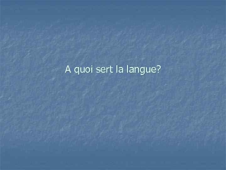 A quoi sert la langue? 