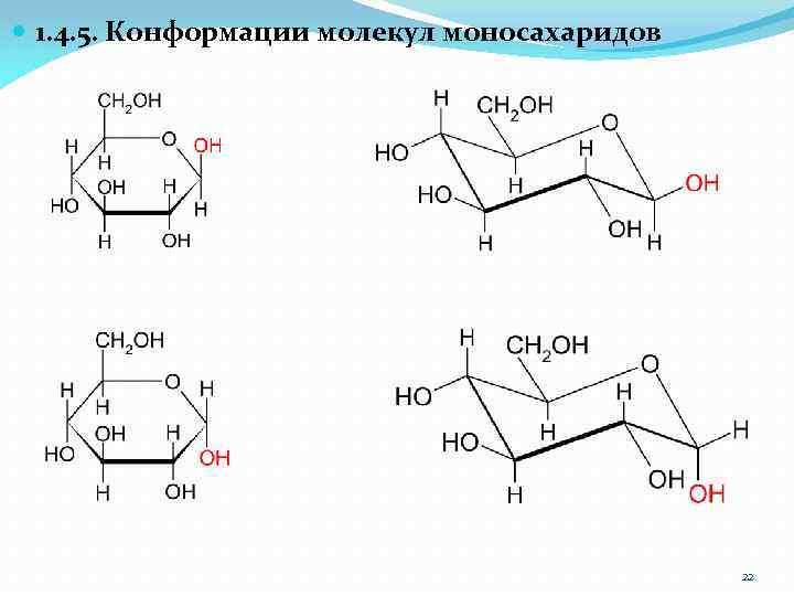  1. 4. 5. Конформации молекул моносахаридов 22 
