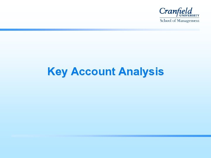 Key Account Analysis 