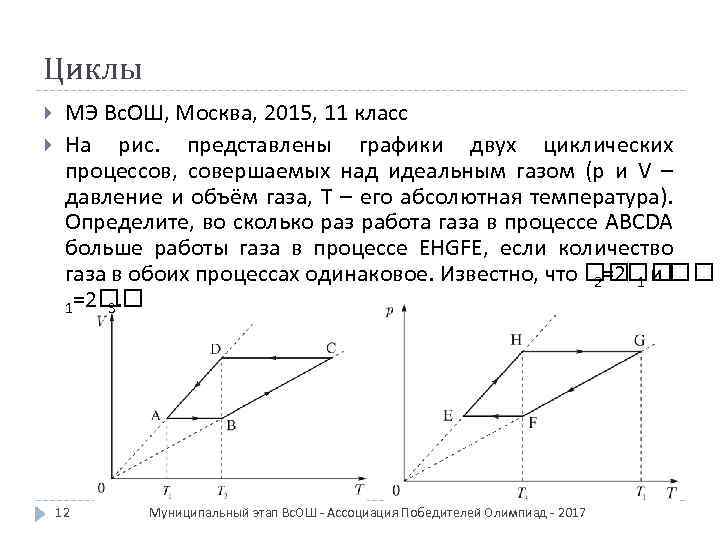 Циклы МЭ Вс. ОШ, Москва, 2015, 11 класс На рис. представлены графики двух циклических