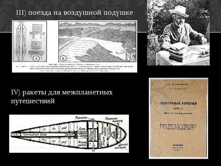 III) поезда на воздушной подушке IV) ракеты для межпланетных путешествий 