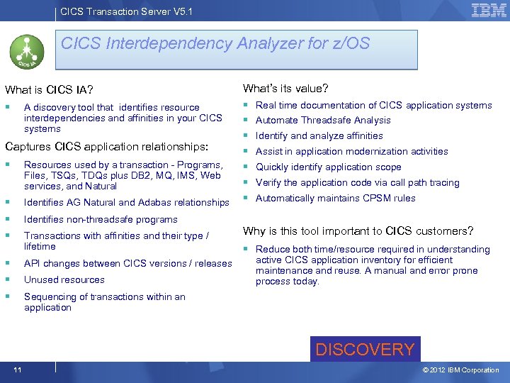 CICS Transaction Server V 5. 1 CICS Interdependency Analyzer for z/OS What is CICS