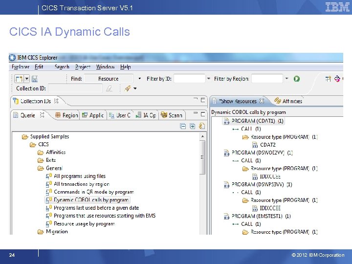 CICS Transaction Server V 5. 1 CICS IA Dynamic Calls 24 © 2012 IBM