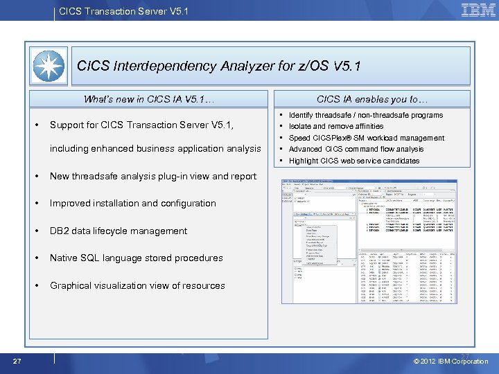 CICS Transaction Server V 5. 1 CICS Interdependency Analyzer for z/OS V 5. 1