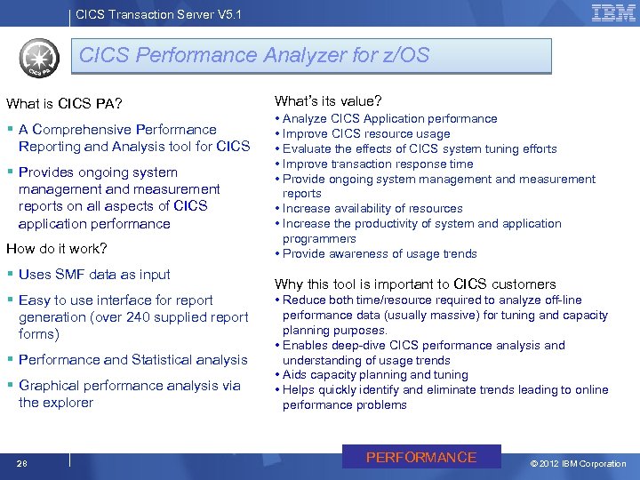 CICS Transaction Server V 5. 1 CICS Performance Analyzer for z/OS What is CICS