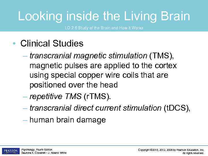 Looking inside the Living Brain LO 2. 6 Study of the Brain and How