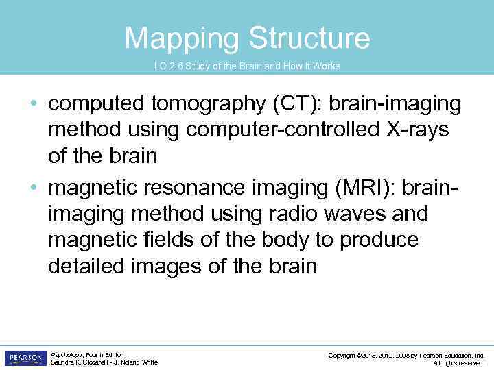 Mapping Structure LO 2. 6 Study of the Brain and How It Works •