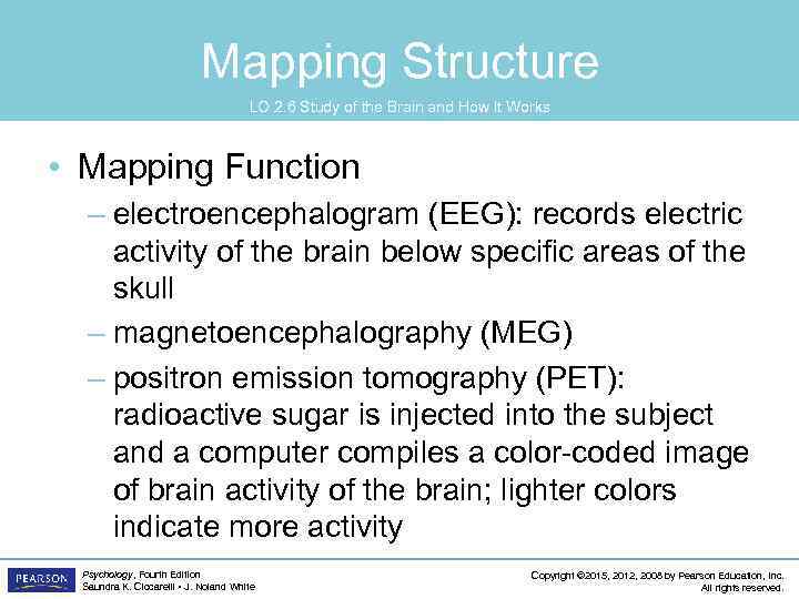 Mapping Structure LO 2. 6 Study of the Brain and How It Works •