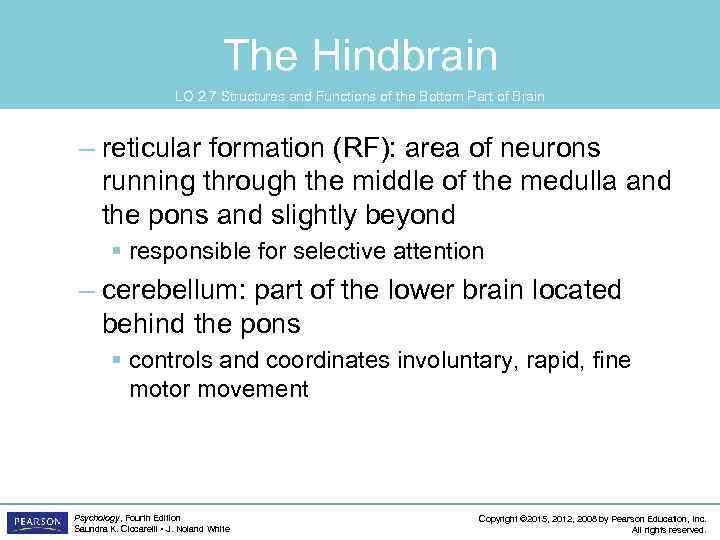 The Hindbrain LO 2. 7 Structures and Functions of the Bottom Part of Brain