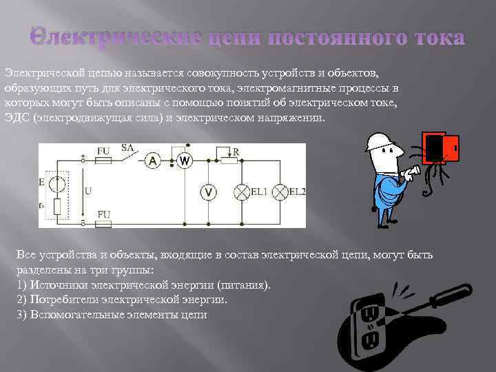 Что называется цепью. Электротехника цепи постоянного тока. Физические процессы в цепях постоянного тока. 1. Электрические цепи постоянного тока.. Вывод электрической цепи.