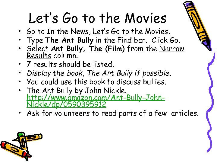 Let’s Go to the Movies • Go to In the News, Let’s Go to