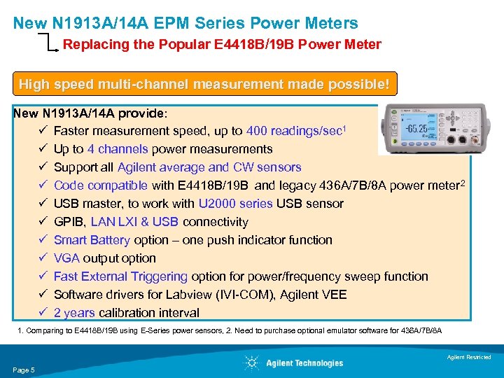 New N 1913 A/14 A EPM Series Power Meters Replacing the Popular E 4418