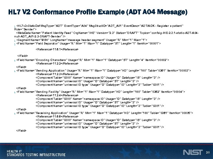 HL 7 V 2 Conformance Profile Example (ADT A 04 Message) - <HL 7