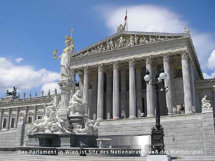 Das Parlament in Wien ist Sitz des Nationalrates und des Bundesrates 
