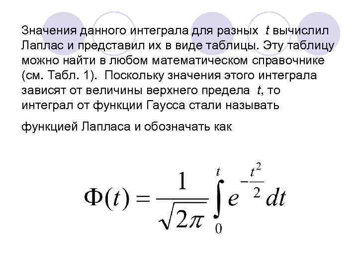 Интегральный лаплас. Интеграл Лапласа. Значения интегралов. Стат интеграл.