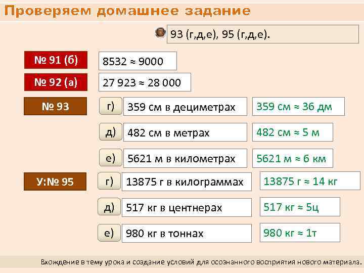 Проверяем домашнее задание 93 (г, д, е), 95 (г, д, е). № 91 (б)