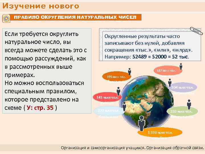 Изучение нового ПРАВИЛО ОКРУГЛЕНИЯ НАТУРАЛЬНЫХ ЧИСЕЛ Если требуется округлить натуральное число, вы всегда можете