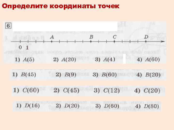 Определите координаты точек 