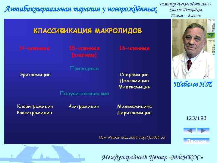 Антибактериальная терапия у новорождённых. Шабалов Н. П. 123/193 Лекции 