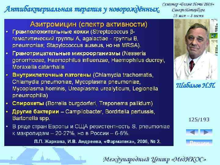Антибактериальная терапия у новорождённых. Шабалов Н. П. 125/193 Лекции 