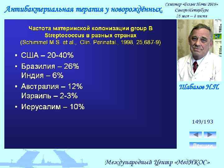 Антибактериальная терапия у новорождённых. Шабалов Н. П. 149/193 Лекции 
