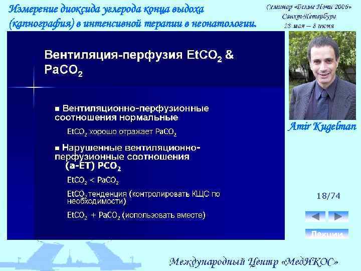Измерение диоксида углерода конца выдоха (капнография) в интенсивной терапии в неонатологии. Amir Kugelman 18/74