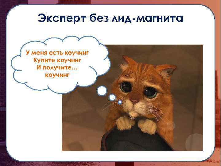 Эксперт без лид-магнита У меня есть коучинг Купите коучинг И получите… коучинг 