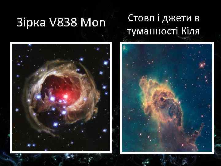 Зірка V 838 Mon Стовп і джети в туманності Кіля 