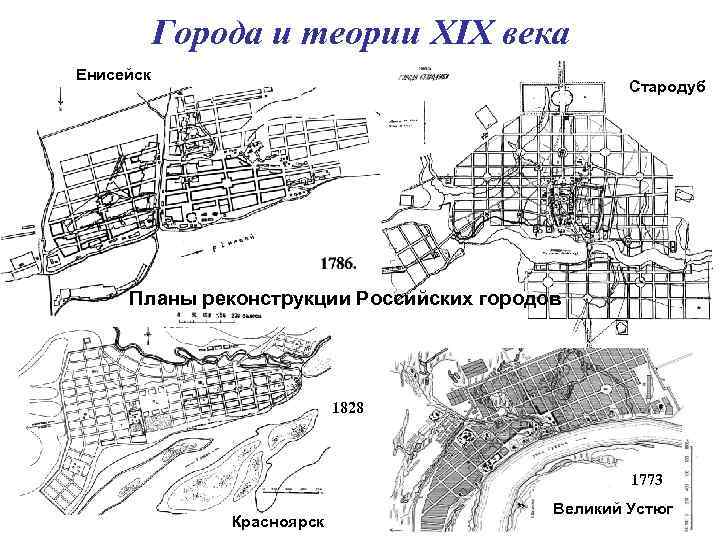 Города и теории XIX века Енисейск Стародуб Планы реконструкции Российских городов 1828 1773 Красноярск