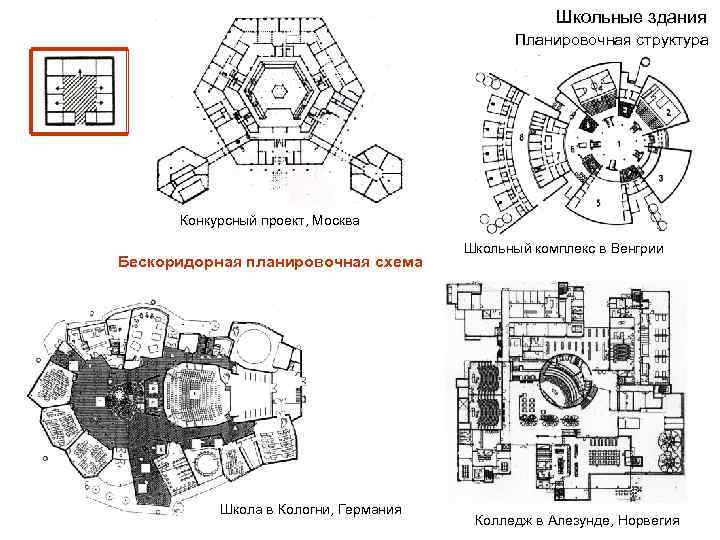 Планировочные схемы общественных зданий