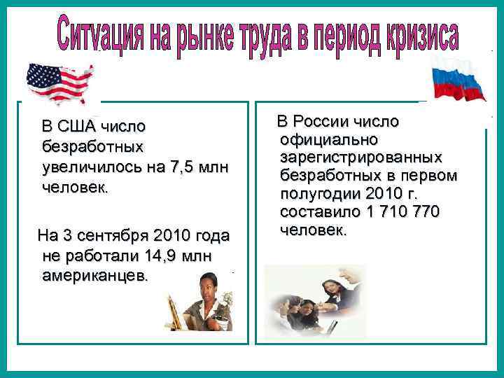 В США число безработных увеличилось на 7, 5 млн человек. На 3 сентября 2010