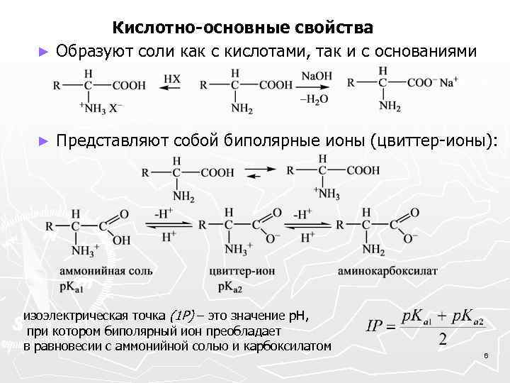 Кислотно-основные свойства ► Образуют соли как с кислотами, так и с основаниями ► Представляют