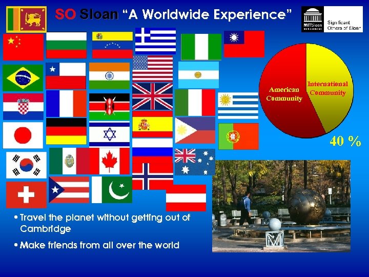 SO Sloan “A Worldwide Experience” International American Community 40 % • Travel the planet