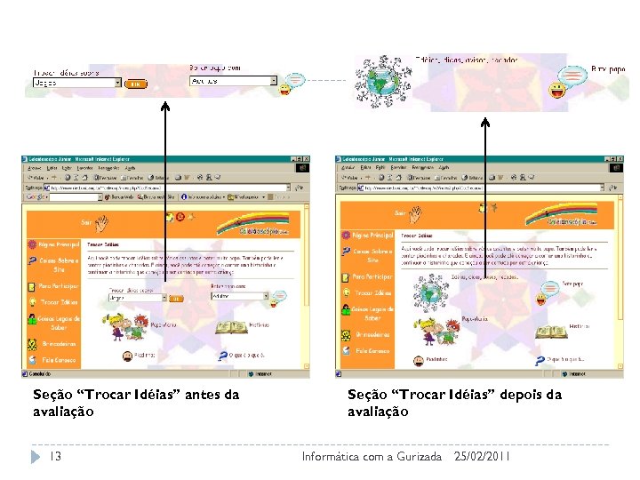Seção “Trocar Idéias” antes da avaliação 13 Seção “Trocar Idéias” depois da avaliação Informática