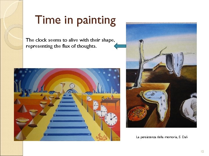Time in painting The clock seems to alive with their shape, representing the flux