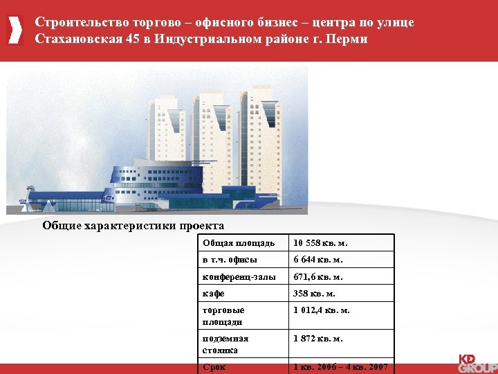 Строительство торгово – офисного бизнес – центра по улице Стахановская 45 в Индустриальном районе