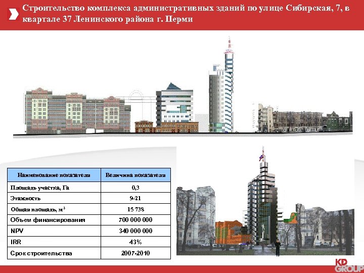 Строительство комплекса административных зданий по улице Сибирская, 7, в квартале 37 Ленинского района г.