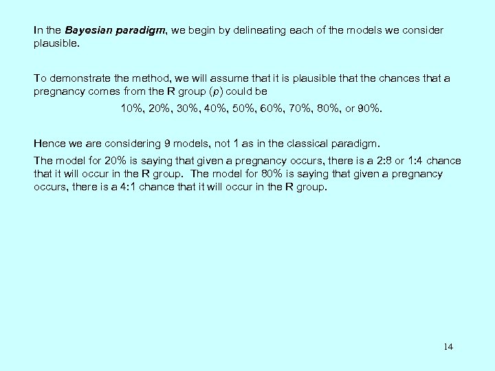 In the Bayesian paradigm, we begin by delineating each of the models we consider