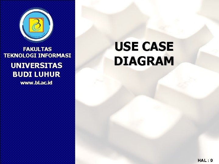 FAKULTAS TEKNOLOGI INFORMASI UNIVERSITAS BUDI LUHUR USE CASE DIAGRAM www. bl. ac. id HAL