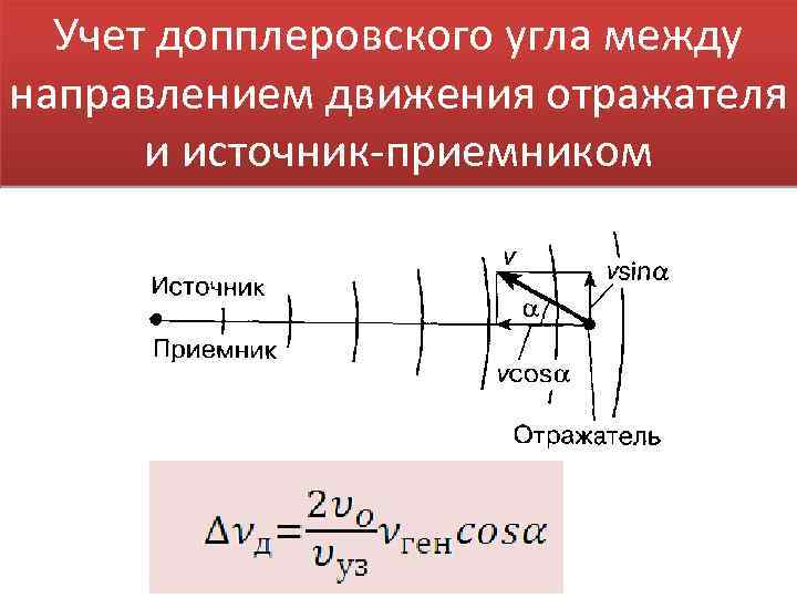 Учет допплеровского угла между направлением движения отражателя и источник-приемником 