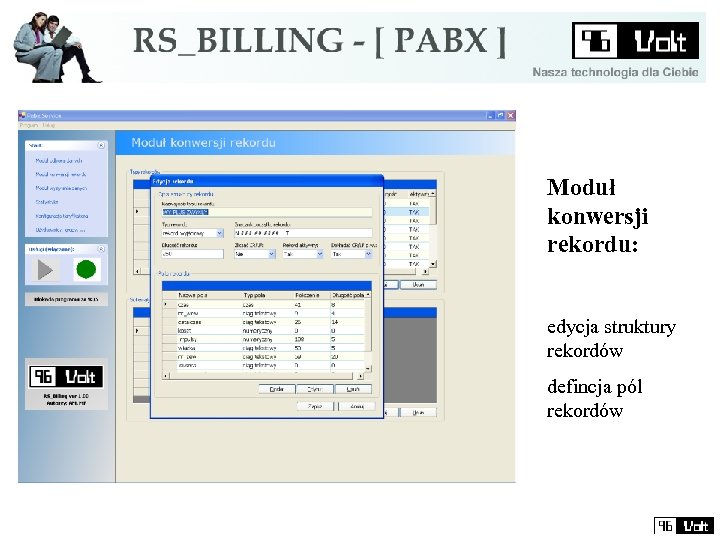 Moduł konwersji rekordu: edycja struktury rekordów defincja pól rekordów 